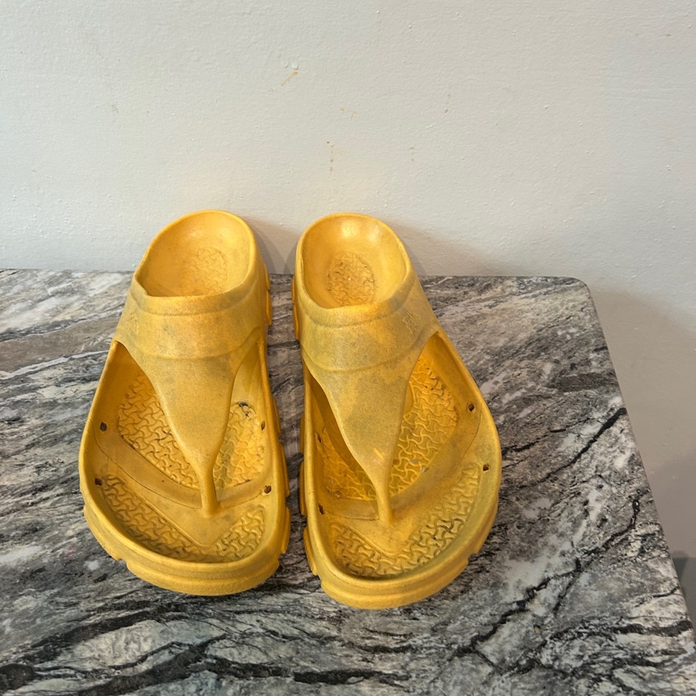 Yellow Birkies Slide Sandals